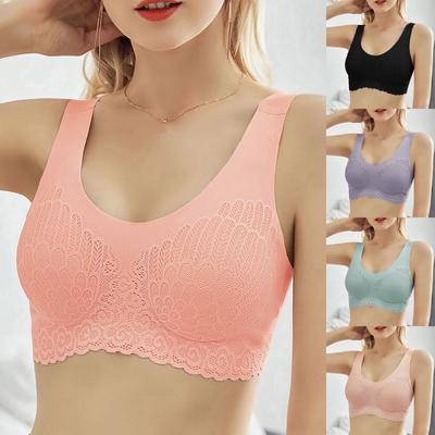 Women's Fashion Casual Solid Color Shoulder Underwear Nipple Comfortable Bra