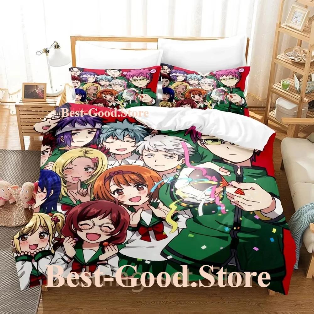 Das Katastrophale Leben des Saiki K Bettwäscheset Einzelbett Twin Full Queen King Size Bettwäscheset Schlafzimmer Bettbezug-Sets Anime Bettlaken-Set