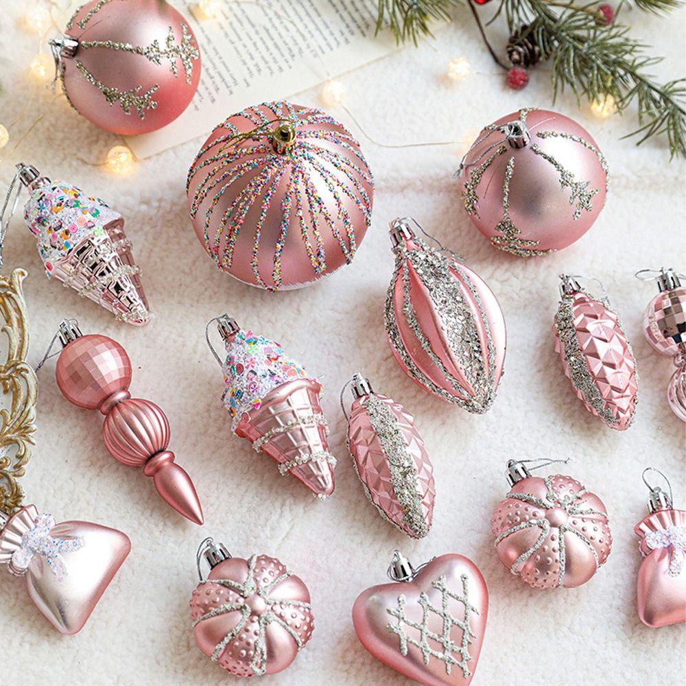 Pinecone Christmas Balls Pendants Pink Merry Christmas Decor Party Favors
