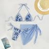 3Pcs/Set Swimsuit Set Halter Chest Pads No Steel Support Bra Swimming Briefs Cover Up