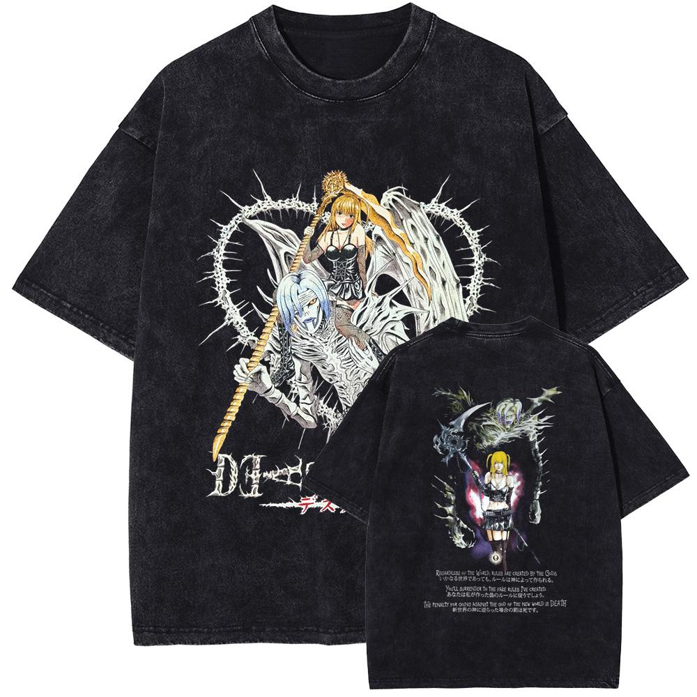 DEATH NOTE MisaMisa Manga Tshirt For Men Women Clothing Vintage Washed Oversized T Shirt Pure Cotton Short Sleeve Casual Tees S