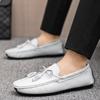 Freizeitschuhe Herren Bequem Echtes Leder Herren Quasten-Loafer Handgefertigtes Design Flats Sneakers Slipper Lazy Driving Marke Herren