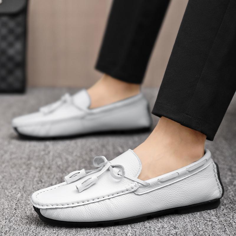 Freizeitschuhe Herren Bequem Echtes Leder Herren Quasten-Loafer Handgefertigtes Design Flats Sneakers Slipper Lazy Driving Marke Herren