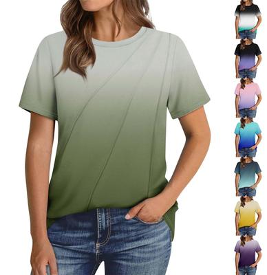 Women's Fashion Casual Short Sleeve Solid Color Tops Pleated Fashion Clothing T-shirt