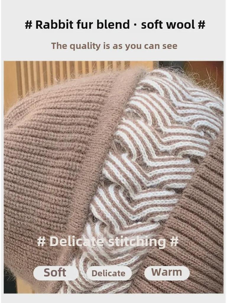 Women's Korean Style Wool Hat & Scarf Set – Cute, Cold-Proof, Ear & Neck Protection for Autumn/Winter