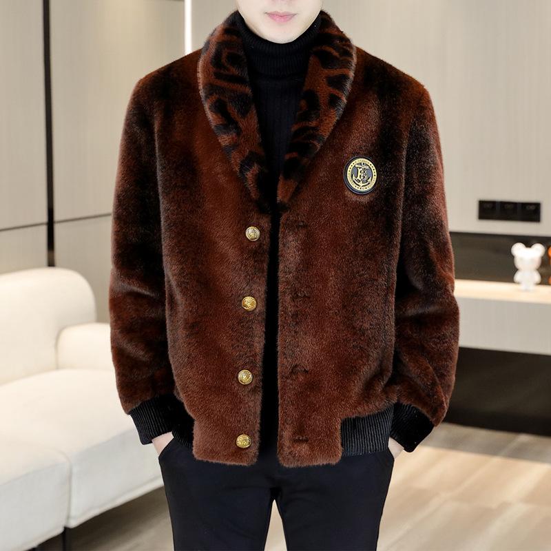 2025 Men's High-End Golden Sable Velvet Fur Coat - Trendy, Thick, Cold-Proof Overcoat for Autumn/Winter