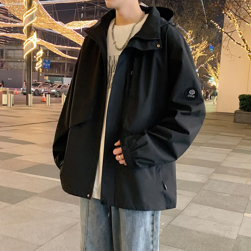 Spring and Autumn Tooling Jacket Jacket Men's New Hooded Casual Early Autumn Autumn Thin Sports Ruffian Handsome Jacket