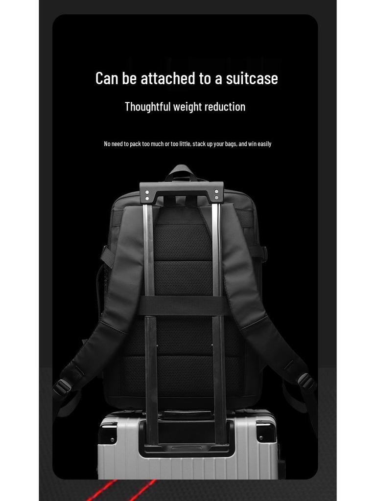 Expandable Men's Travel Backpack for Business and Short Trips - Large Capacity and Multifunctional Laptop Bag