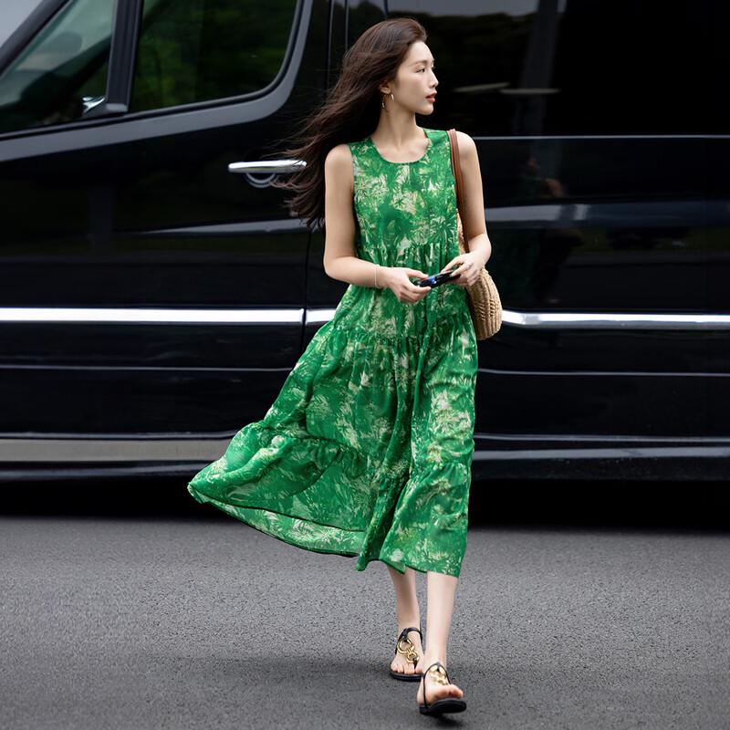 Demana French Style Floral Print A-Line Midi Dress