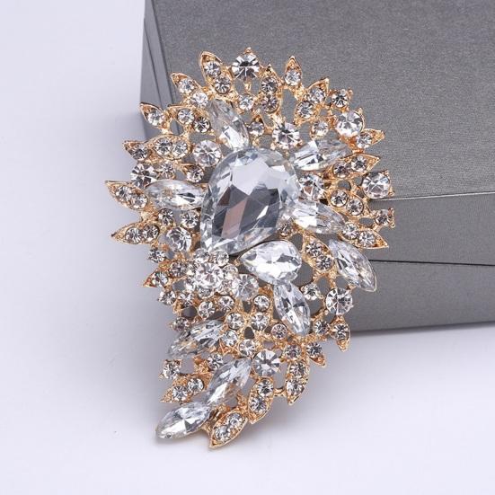 Vintage Crystal Brooch Anti-oxidation Anti-rust Alloy Lapel Pin Chic Colorful Crafted Pin Gift for Her