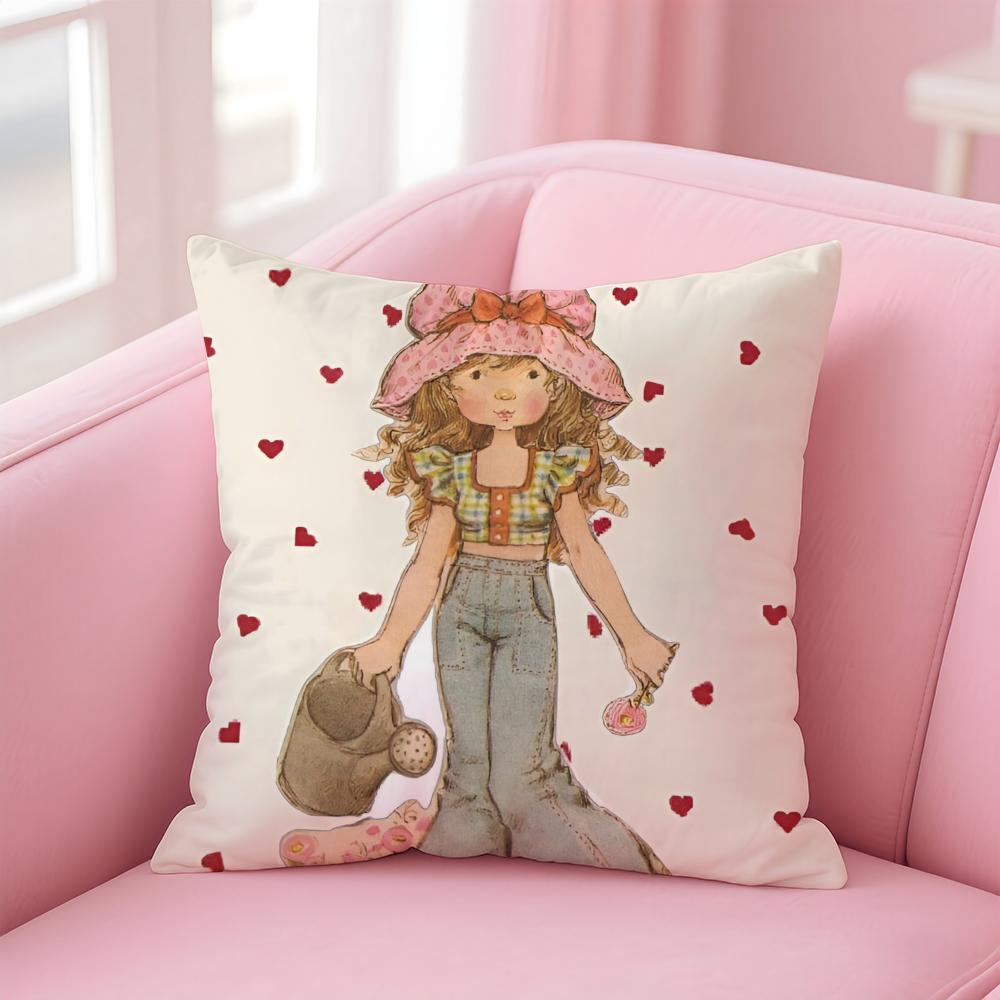 Sweet Anime Whimsical American Art SSarah Kay Cushion Cover Pillow Case Soft Skin Friendly Fabric  Concealed Zipper
