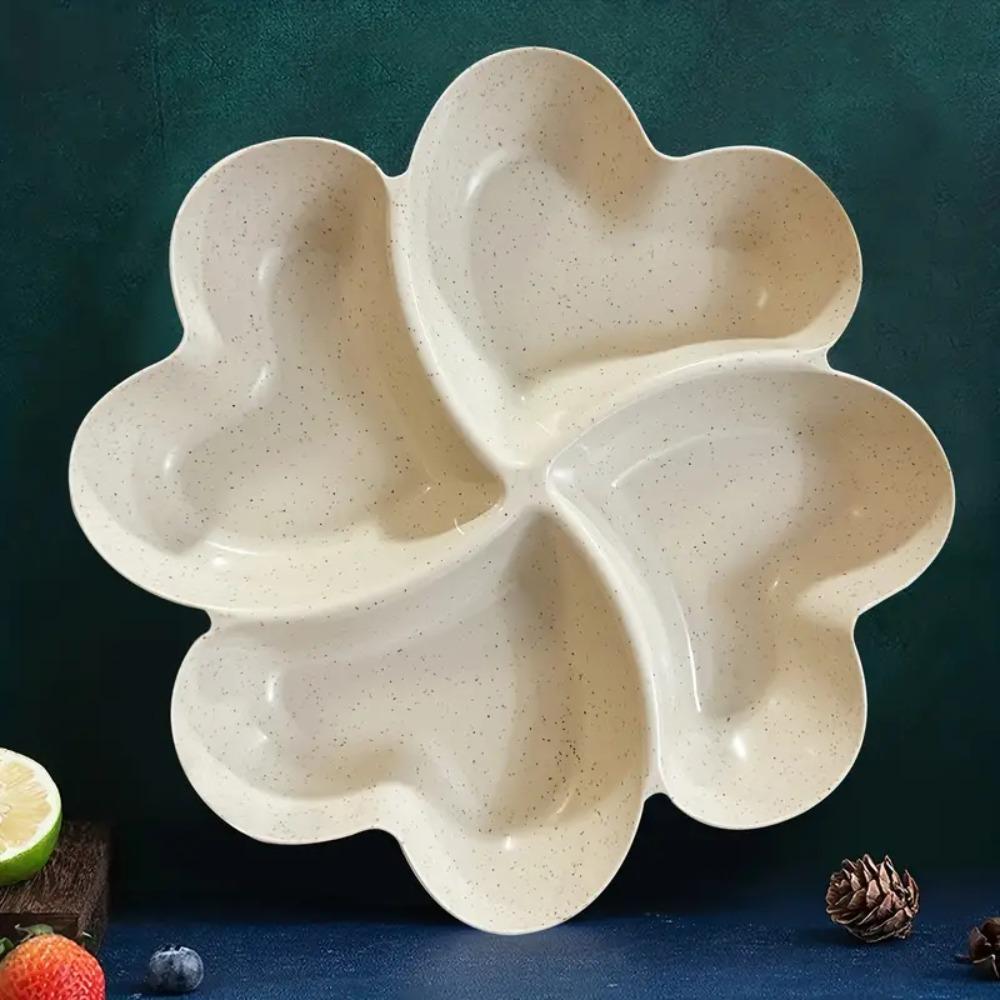4-Compartment Food Storage Tray Four Leaf Clover Shape Snacks Serving Dish  Cookies