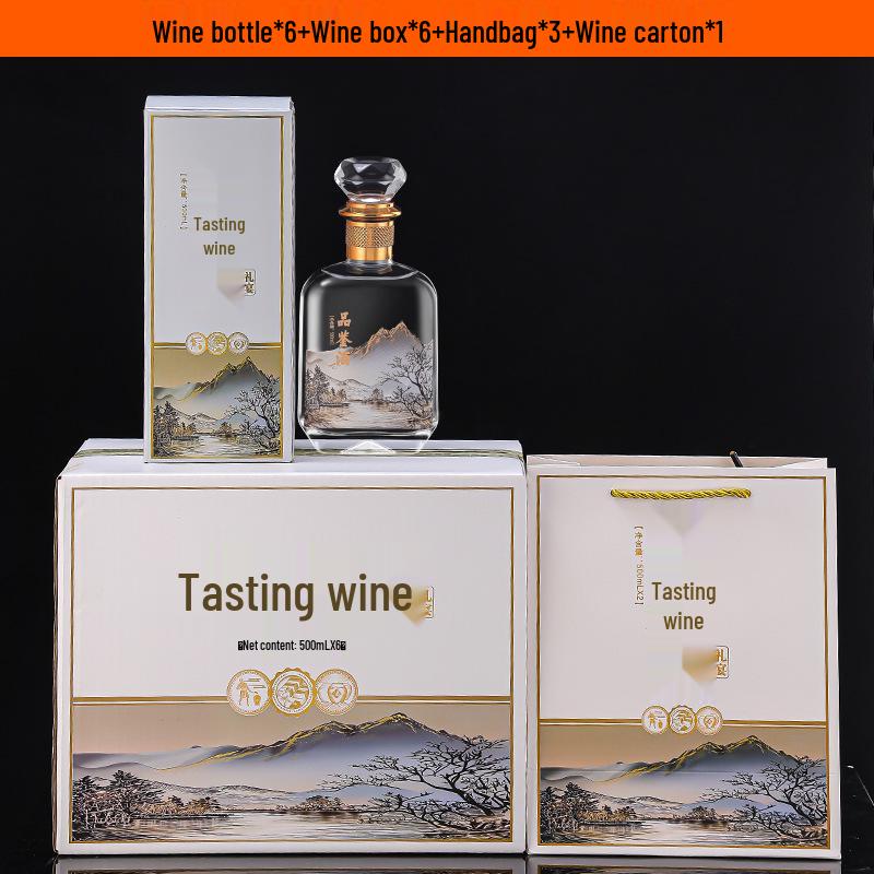 Transparent 500ml Glass Wine Bottle with Thickened Sealing, Customizable Text, Empty for Tasting and Packaging