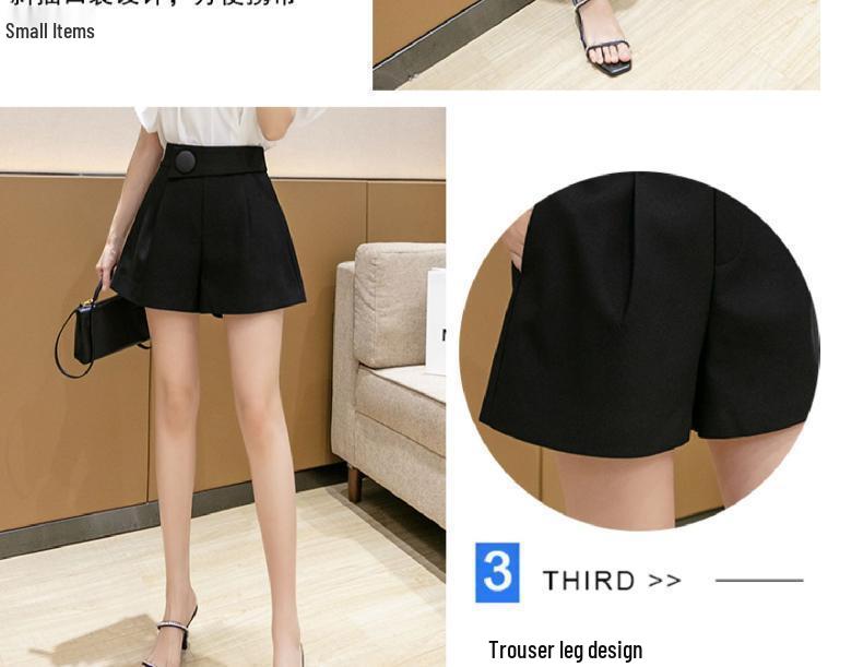 High Waist Slimming Women's A-Line Wide Leg Suit Shorts for Spring/Autumn
