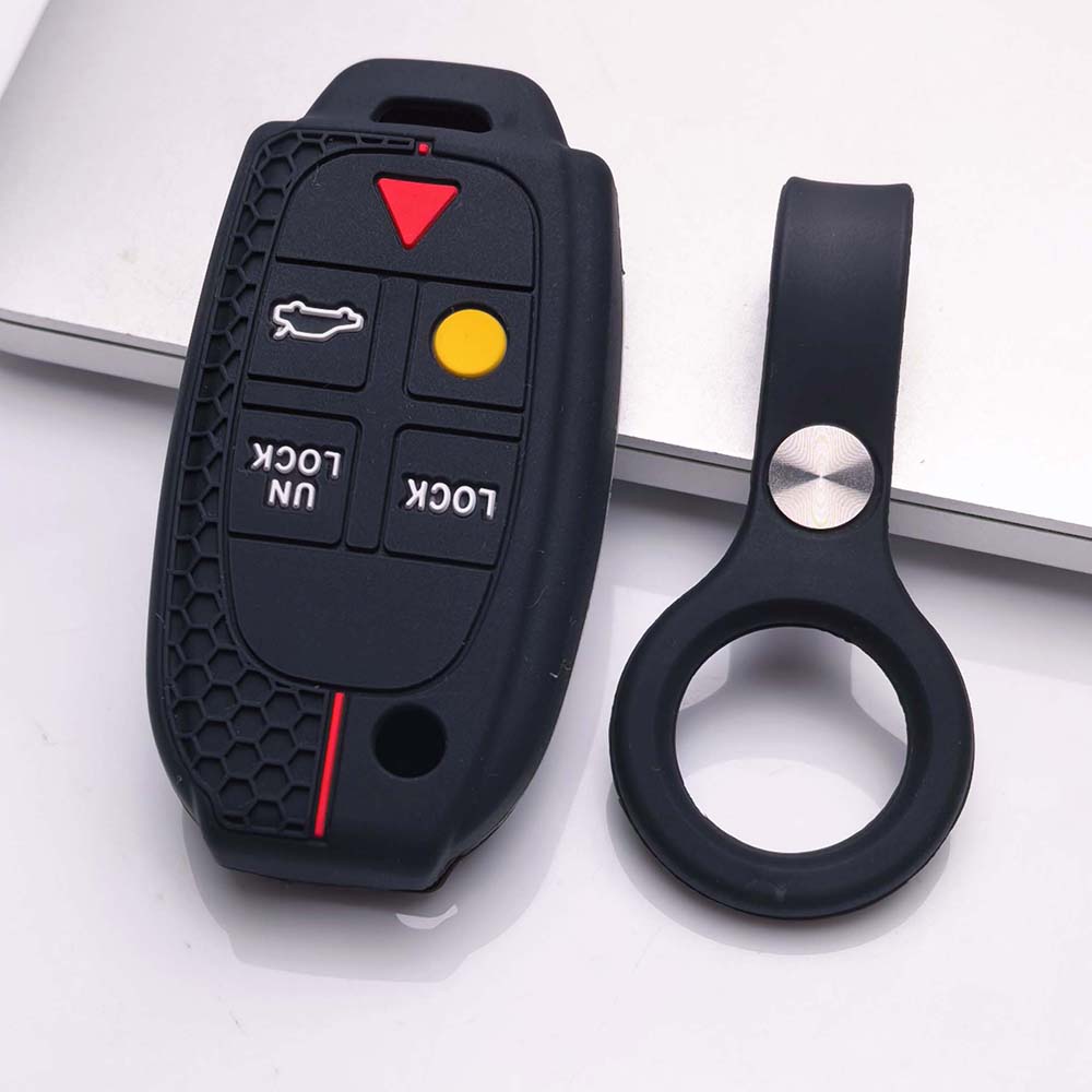 Key Fob Cover for Volvo XC90 XC70 S60 S80 V70 with Keychain Anti-Scratch Guard Shockproof Protection Soft Grip Texture Responsive Button Touch