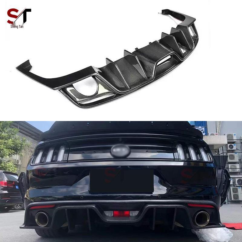 Rear Diffuser for 15-17 Ford Mustang AC Style Carbon Fiber Dual Exhaust Bumper Lip Kit