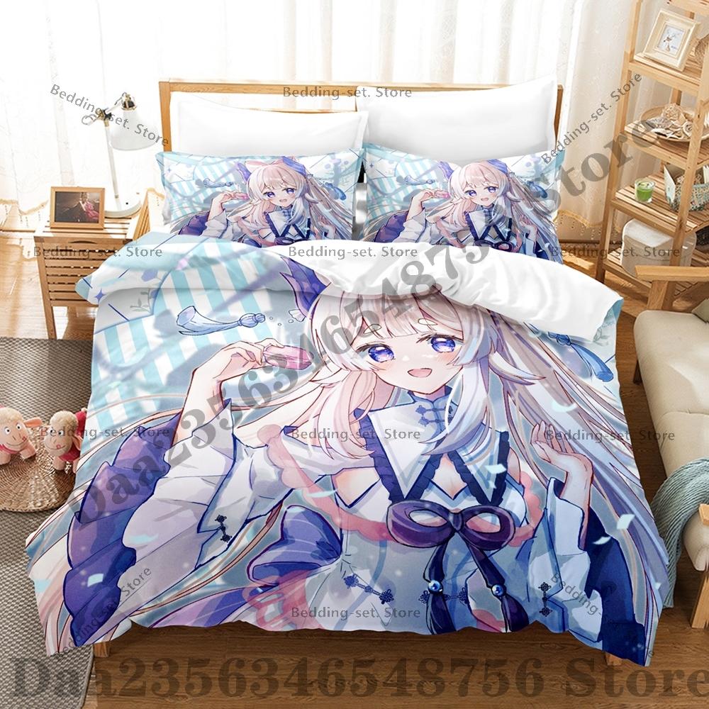 Genshin Impact Sangonomiya Kokomi Bedding Set Single Twin Full Queen King Size Bed Set Adult Bedroom Duvetcover Sets Anime Bed