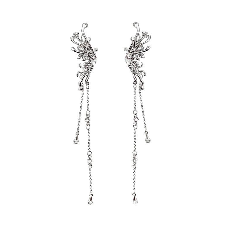 Metal Wind Butterfly Fringed Earclips Women's Pierless Earrings Spice Girls Same Earrings