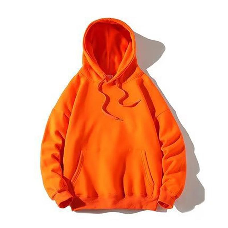 Autumn and Winter Women's Casual Solid Color Hooded Pocket Long Sleeve Pullover Sweatshirt Loose and Plush Thick Long Sleeved Top