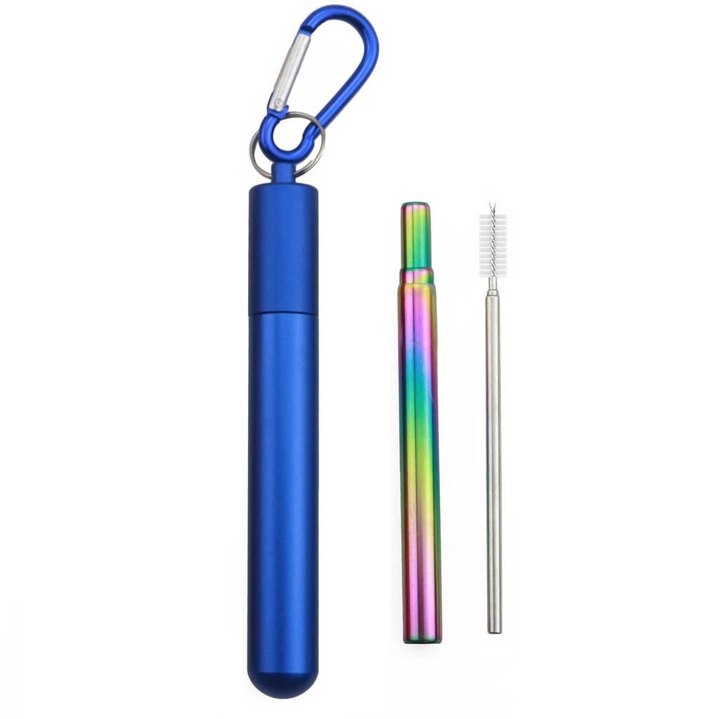Reusable Telescopic Straw 304 Stainless Steel Metal Straw with Cleaning Brush Collapsible Portable Drinking Straw Set for Travel