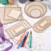 3pcs/Set DIY Basket Weaving Supplies Round Oval Solid Crochet Basket Wood Base Natural Wooden Basket Bottom For Craft Making
