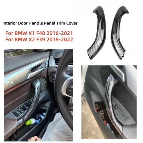 2/4PCS Carbon Fiber Inner Door Handle Pull Cover For 16-22 BMW X1 X2 F48 F49 F39
