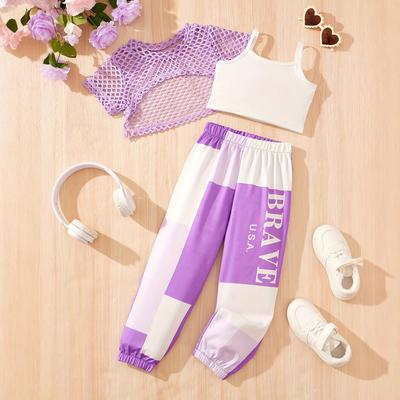 Girls Fashion Casual Top Vest Pants Three-piece Summer Children's Fashion Suit