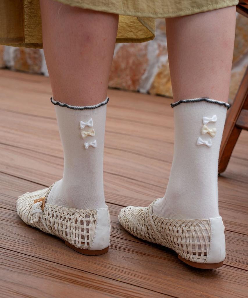 PIGMENT Contrast Frill Back Ribbon Socks (Kso260161)