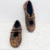 Retro Leopardendruck Innenhöhe Erhöhung Französische Mary Jane Schuhe Damen Frühling und Herbst neue Klettverschluss Ballerinas
