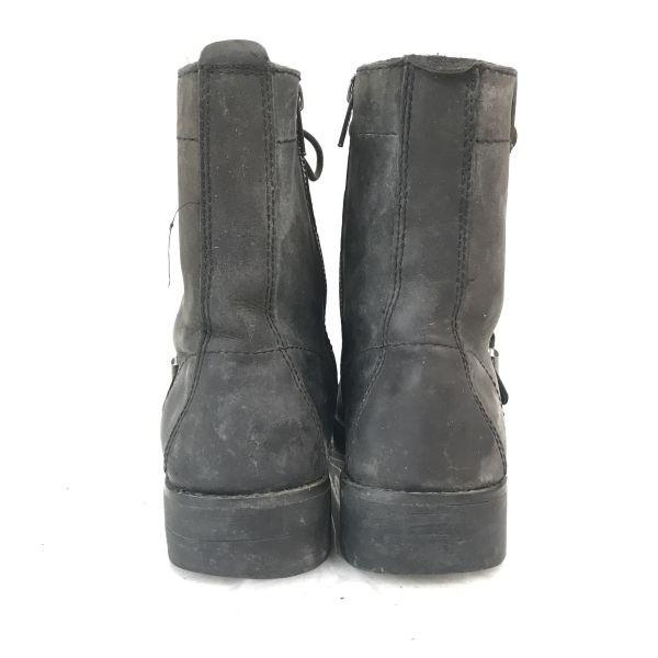 POLO RALPH LAUREN Kožené střední boty 8 25.5-26.0 Černé Boční zip Šněrovací(POUŽITÝ)