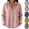 Women's Long Sleeve Loose Fit Shirt Button Down Collar Casual Blouse Lightweight Soft Fabric Office Workwear Top