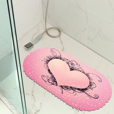 Love Map Pvc Shower Bathroom Mat Bath Non-Slip Mat Hotel Floor Mat Bathtub Foot Mat Suction Cup Mat