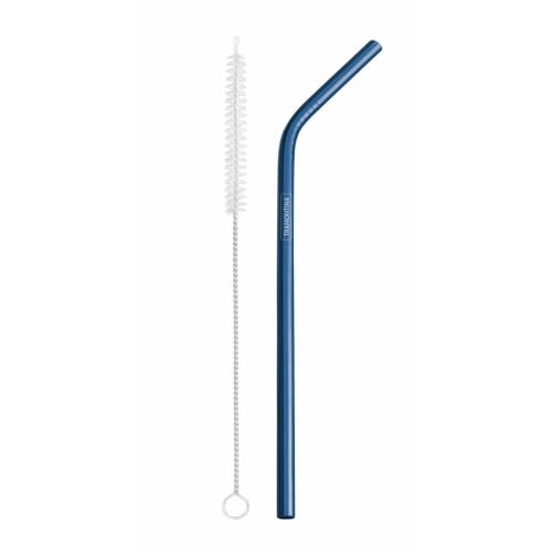 Tramontina Children's Stainless Steel Straw & Cleaner, Alegria, Blue, 21cm, Recommended for Ages 3 and Up, Reusable, Eco-Friendly, Dishwasher Safe, Ho