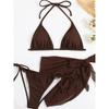 Bikini Set Donna Marrone Liscio Sexy Costine Scollo a Nodo Push Up Costume da Bagno con Gonna in Rete 2026 Donna Costume da Bagno Brasiliano Copricostume