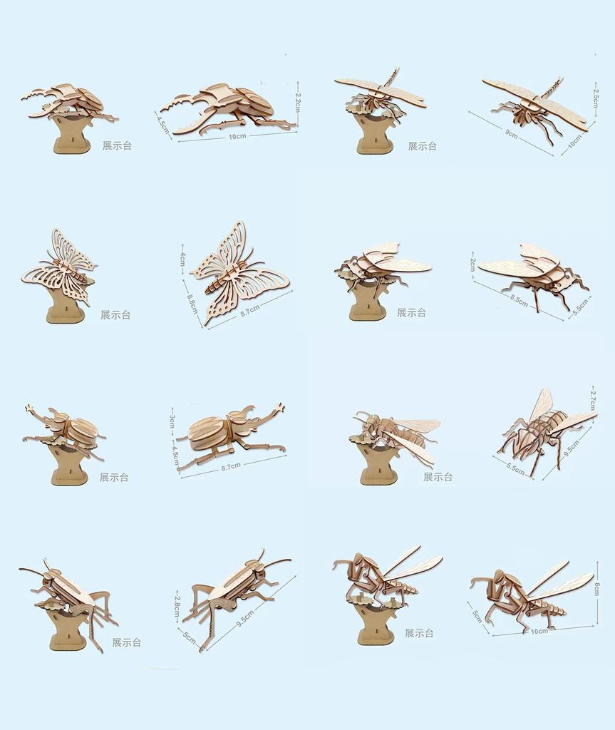 in three 3D Puzzle Wooden Puzzle Beetle Stag Beetle with Base 8 Types 3D Insect Toy Wooden Model Craft Kit 3D Wooden Puzzle Insect [Good directions]