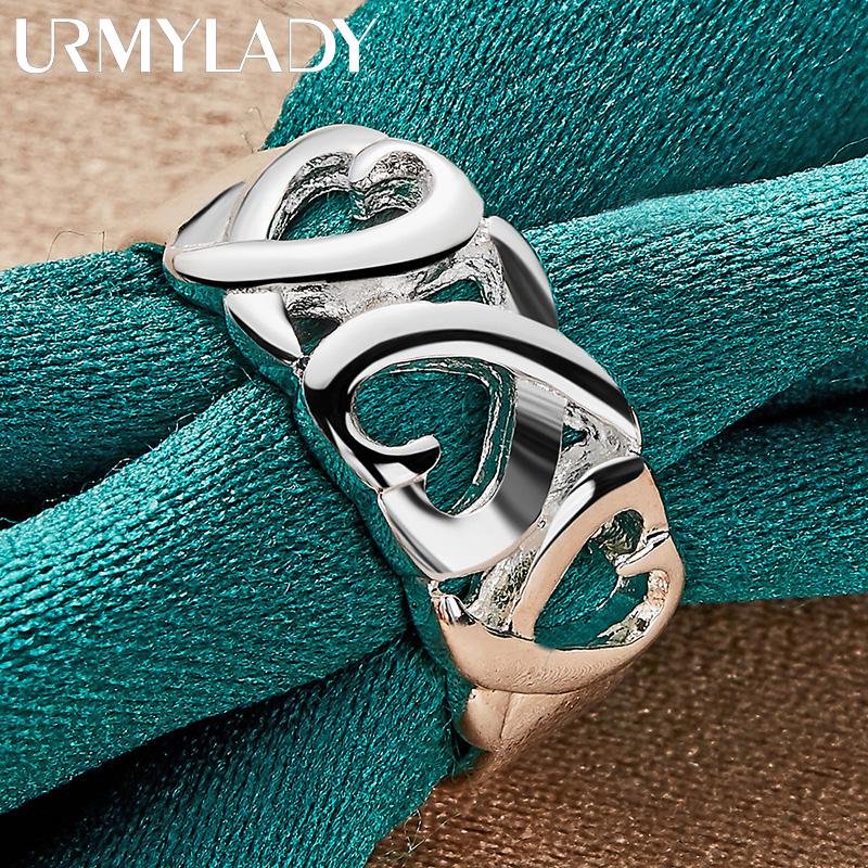 925 Sterling Silver Love Heart 6-10# Ring For Women Fashion Charm Jewelry MR060