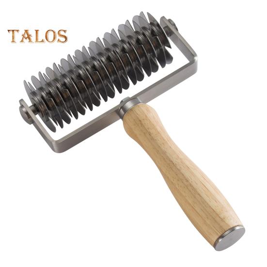 

Роликовый резак для теста для пиццы из нержавеющей стали с деревянной ручкой, устройство для создания узоров-сеток для бисквитов, пирогов, тортов