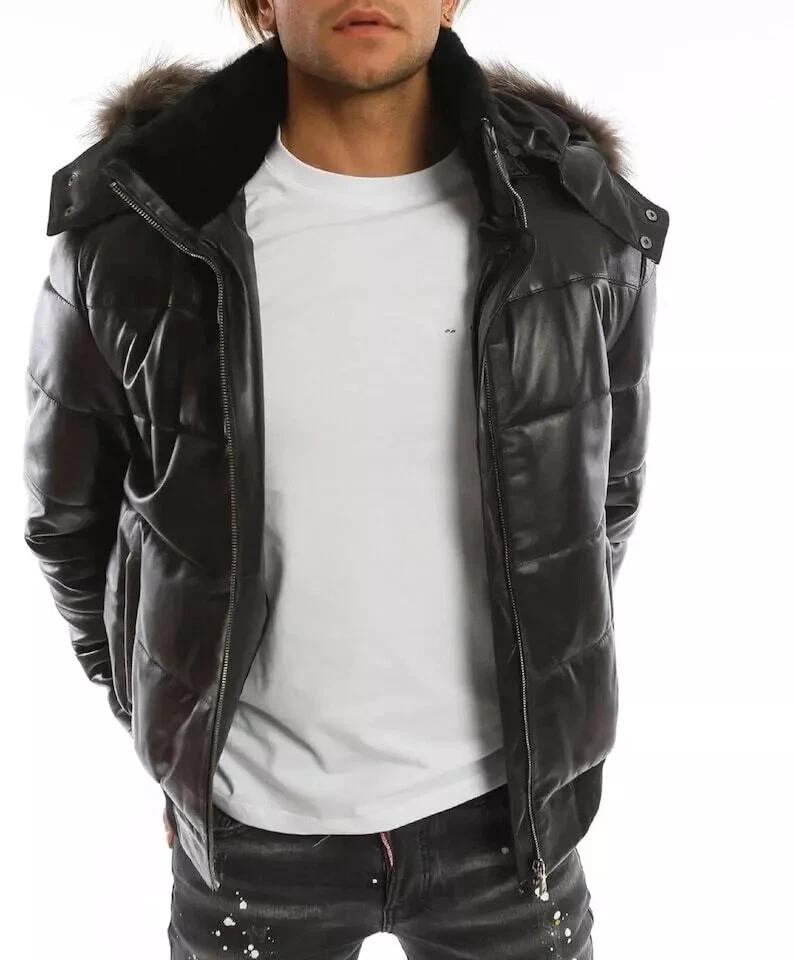 Jacket For Men Lambskin Handmade Leather Jacket Biker Motorcycle Genuine Black Slim Fit