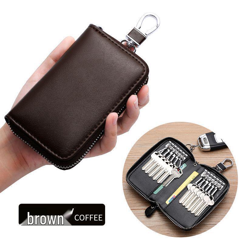 Men's and Women's Large Capacity Zipper Car Key Bag - Convenient Waist-Mounted Key Holder