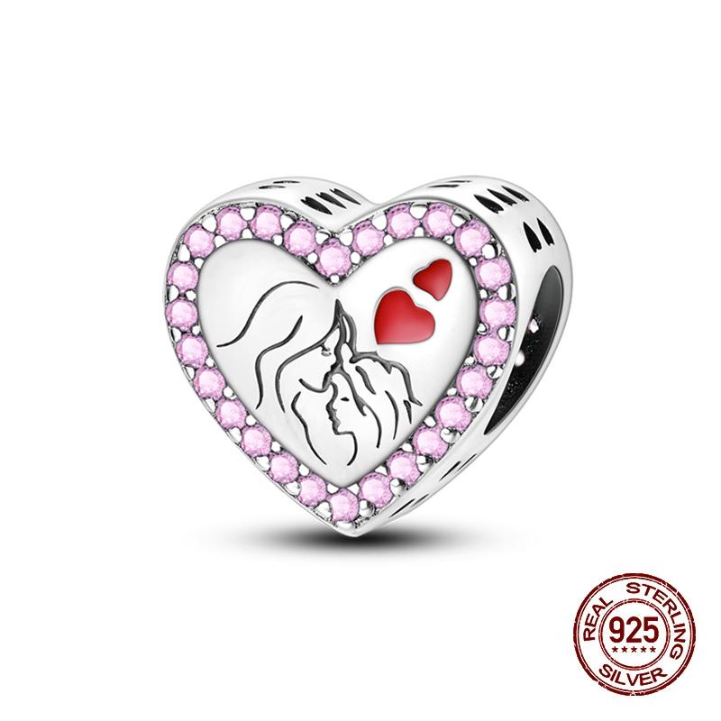 Copper Heart Dog Cat Warm Family Charms Beads Fit 3Mm Original Bracelets Fine Diy Mother'S Day Jewelry Gift