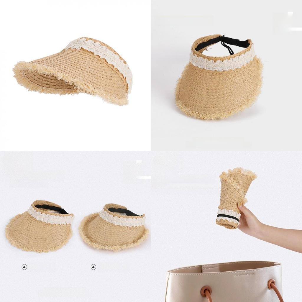 Summer Straw Hat With Large Brim And Breathable Paper Grass Material For Sunshade