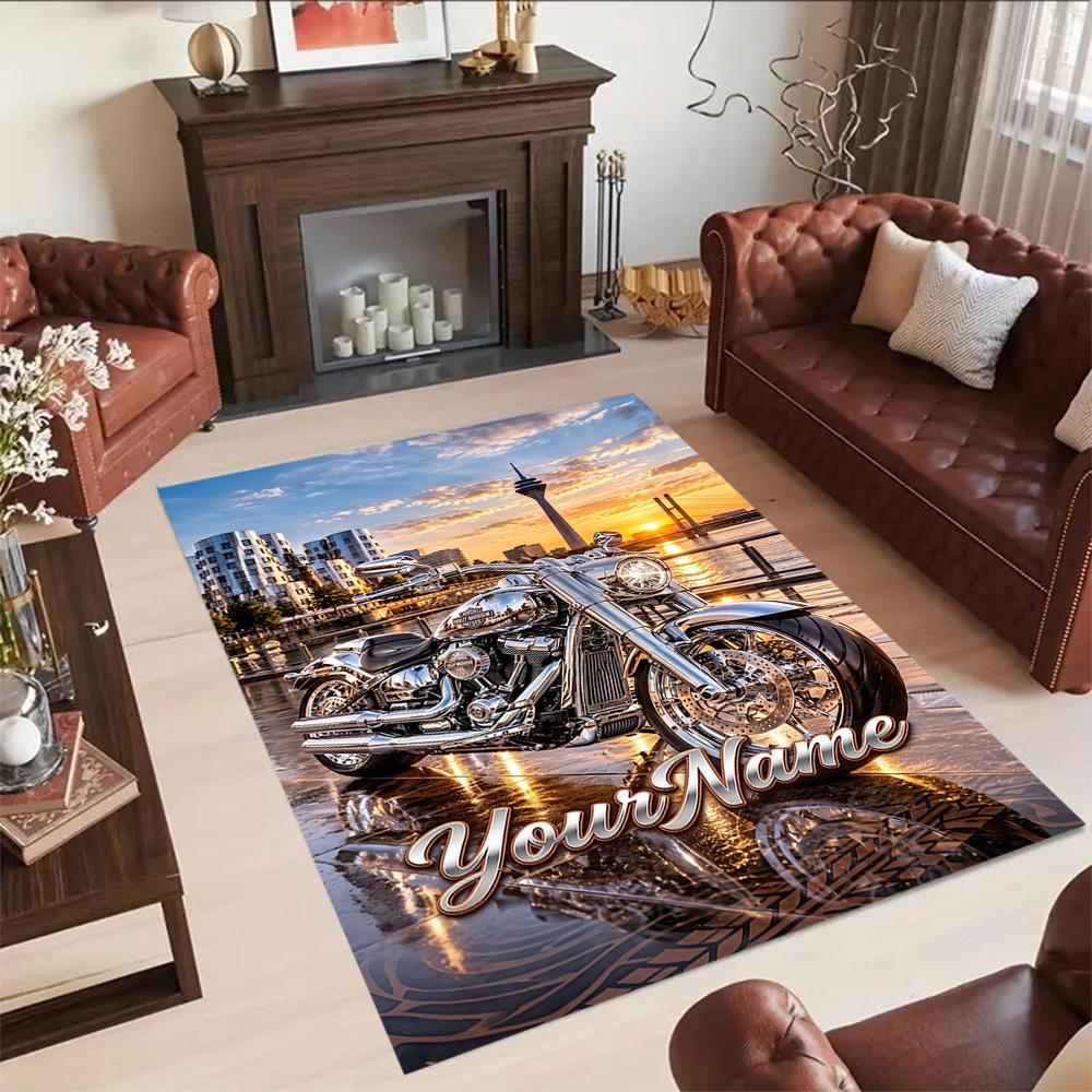 Harley-davidson Motorcycles Customize Your Name Floor Rug Office Rug Perfect for Outdoor Living Rooms Game Room Balcony Anti-slip Rug Decorate Offices