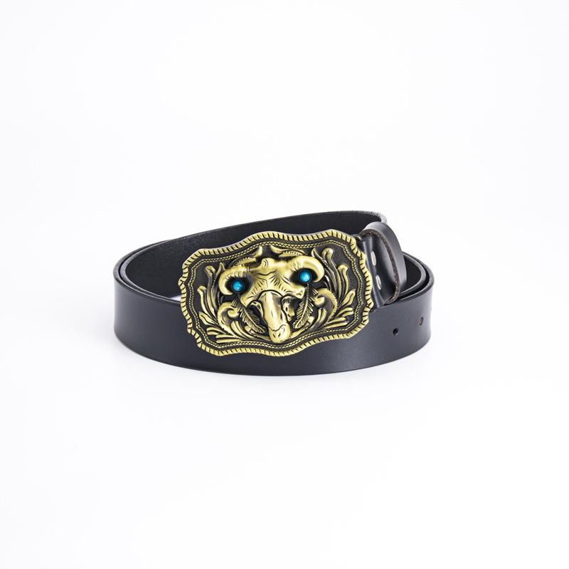 Sheep Totem Personality Ethnic Style Belt Fashion Whole Cowhide Retro Belt Ghost Knights Jeans Belt