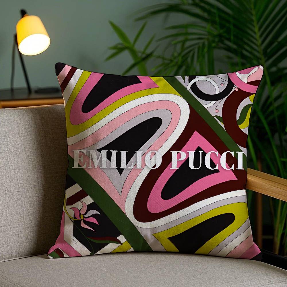 Prince Of Prints EEmilio Pucci-Famous Pillow Case Anti-dustmite Pillowcase Invisible Zipper Silky Short Plush Sofa Cushion Cover