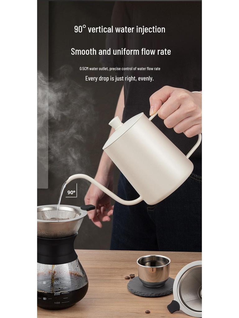 Černá teflonová nerezová mini konvička s husím krkem pro přípravu kávy metodou pour over