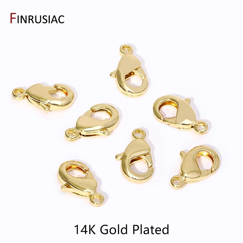 18K Gold Plated Brass Lobster Clasps Connector,Claw Clasps For Necklace,Fastener For Bracelet,DIY Jewelry Making Accessories