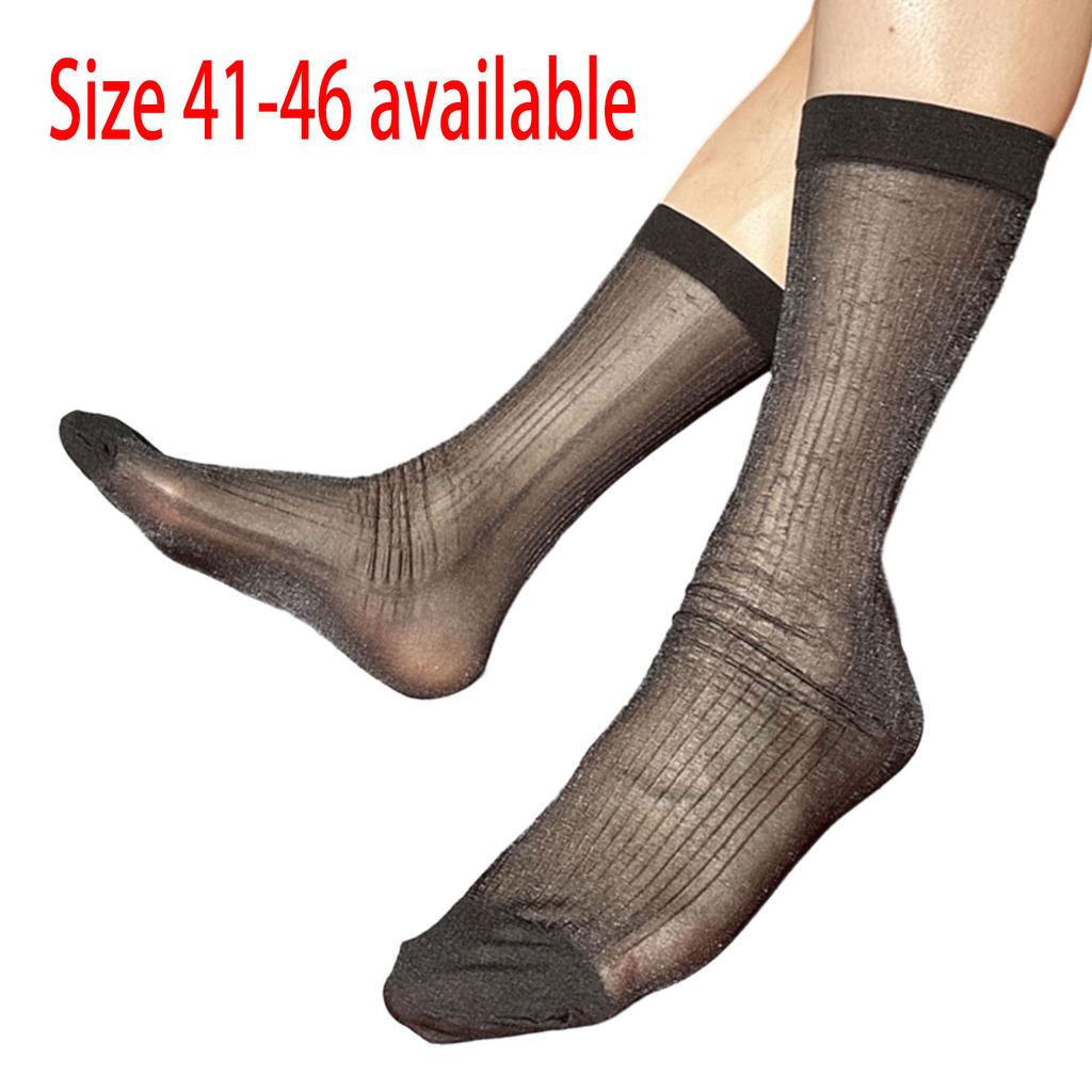Men's Dress Socks Casual Business Socks Nylon Silk Socks Comfortable Breathable Ankle Socks Lightweight Crew Socks