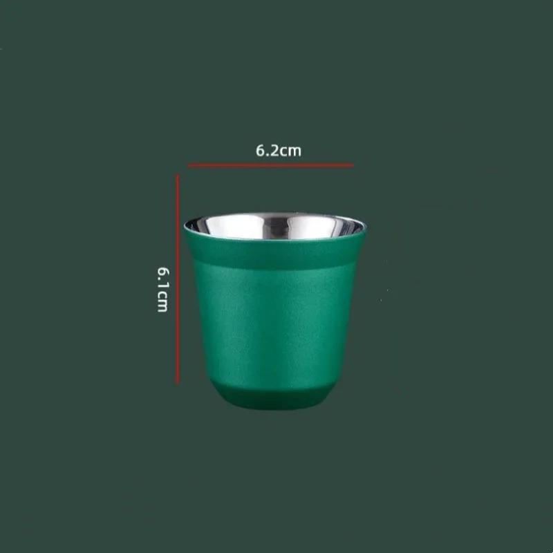 80ML Stainless Steel Espresso Cup Set Double Wall 304 Stainless Steel Small Coffee Cup Capsule Milk Mug Double Wall Insulated