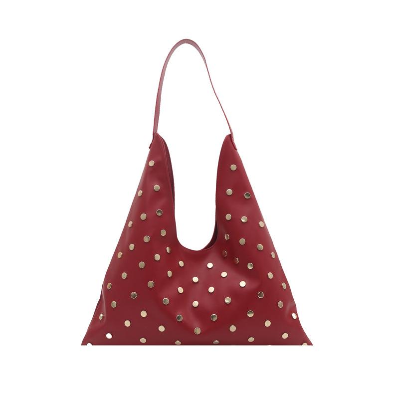 New Stylish and Simple Shoulder Bag Trendy Rivet Personalized Underarm Bag Niche Design Handbag
