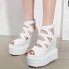 Summer Ultra High Heel Fish Mouth Sandals Wedges Thick Bottom Roman Women's Sandals 14 Cm Sexy High Heels Female Pumps